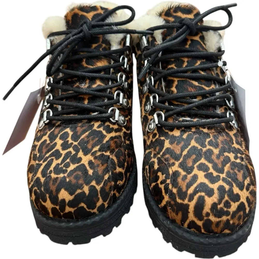 J.Crew Nordic Animal Print Leather Ankle Boots In Calf Hair Size 7